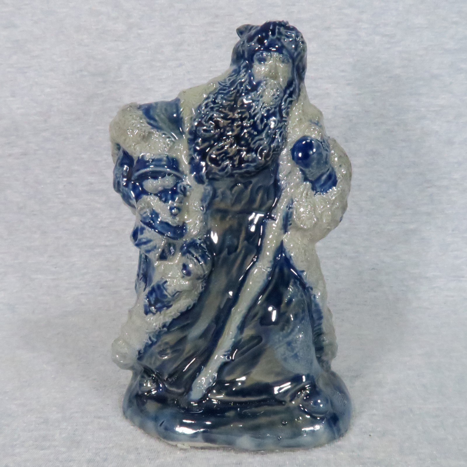 Vintage Rowe Pottery Works Santa Claus Figurine Blue Salt Glazed Stoneware Vintage Rowe Pottery Works Santa Claus Figurine Blue Salt Glazed Stoneware