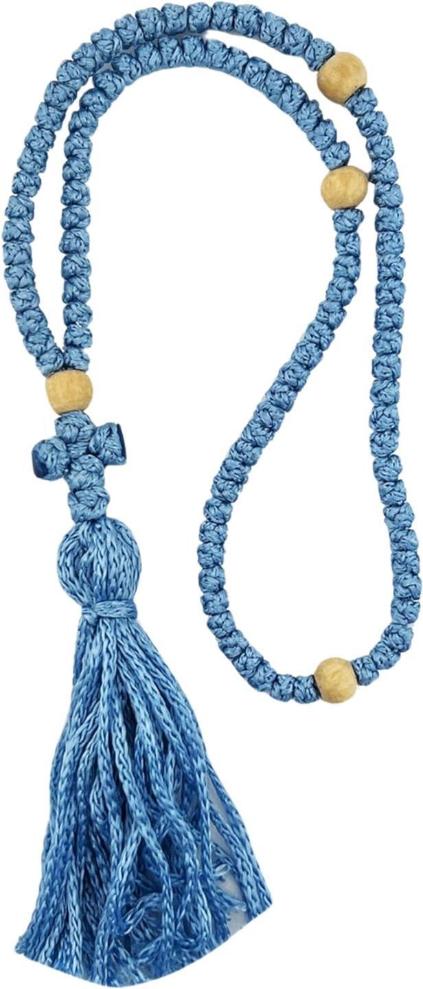 100 Knots Orthodox Blue Prayer Knotted Rope With Cross Made in Lebanon 6.5 In 100 Knots Orthodox Blue Prayer Knotted Rope With Cross Made in Lebanon 6.5 In