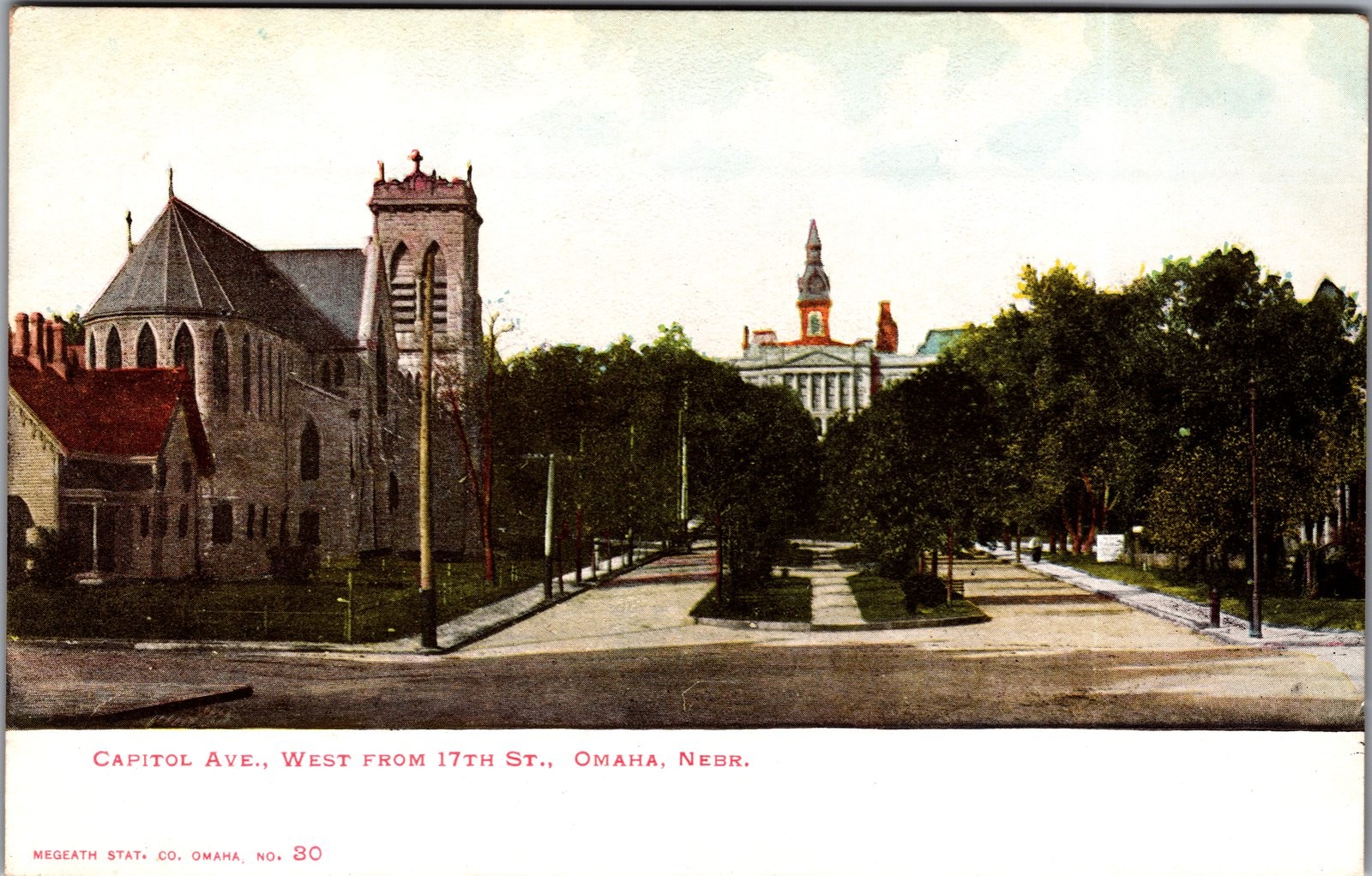 1907-1914 Capitol Ave West from 17th St Omaha Nebraska Postcard