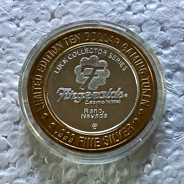 Fitzgerald\'s Casino-Hotel Reno Nevada $10 Gaming Token .999 Fine Silver