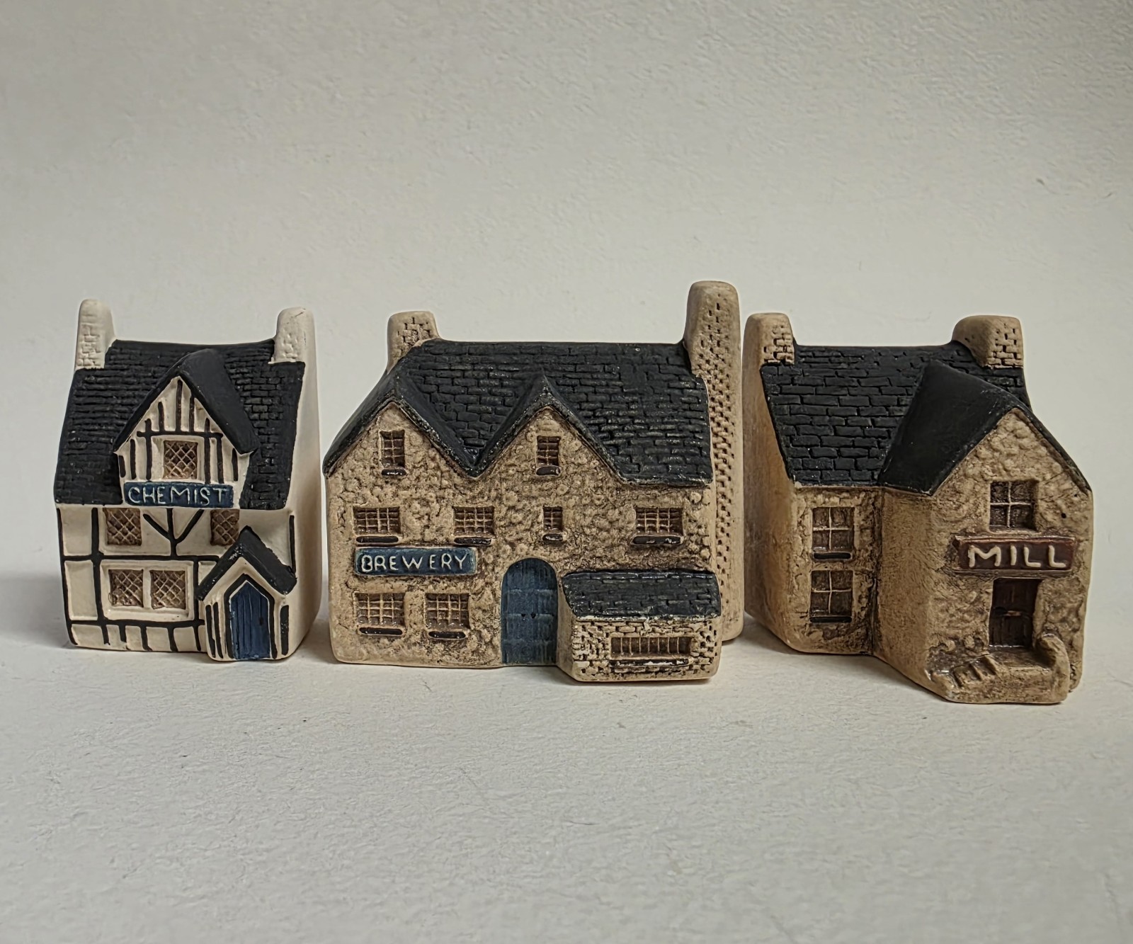 Set of Three Vintage Philip Laureston Ceramic Miniature Buildings
