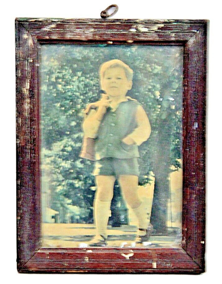 Vintage English Child Print in Elegant Wooden Frame