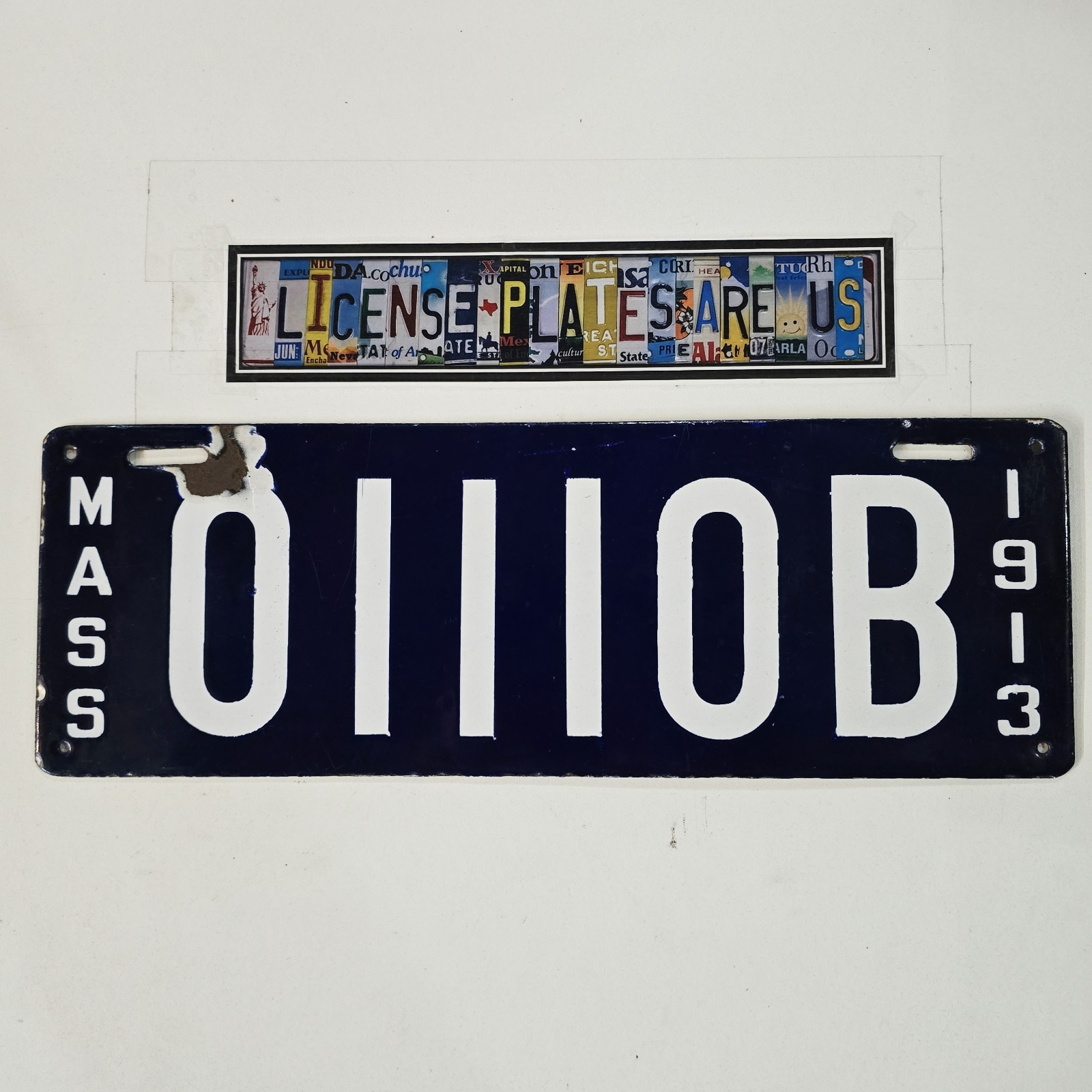 RARE 1913 Massachusetts Porcelain License Plate 🔥 MA Commercial/Truck 01110B