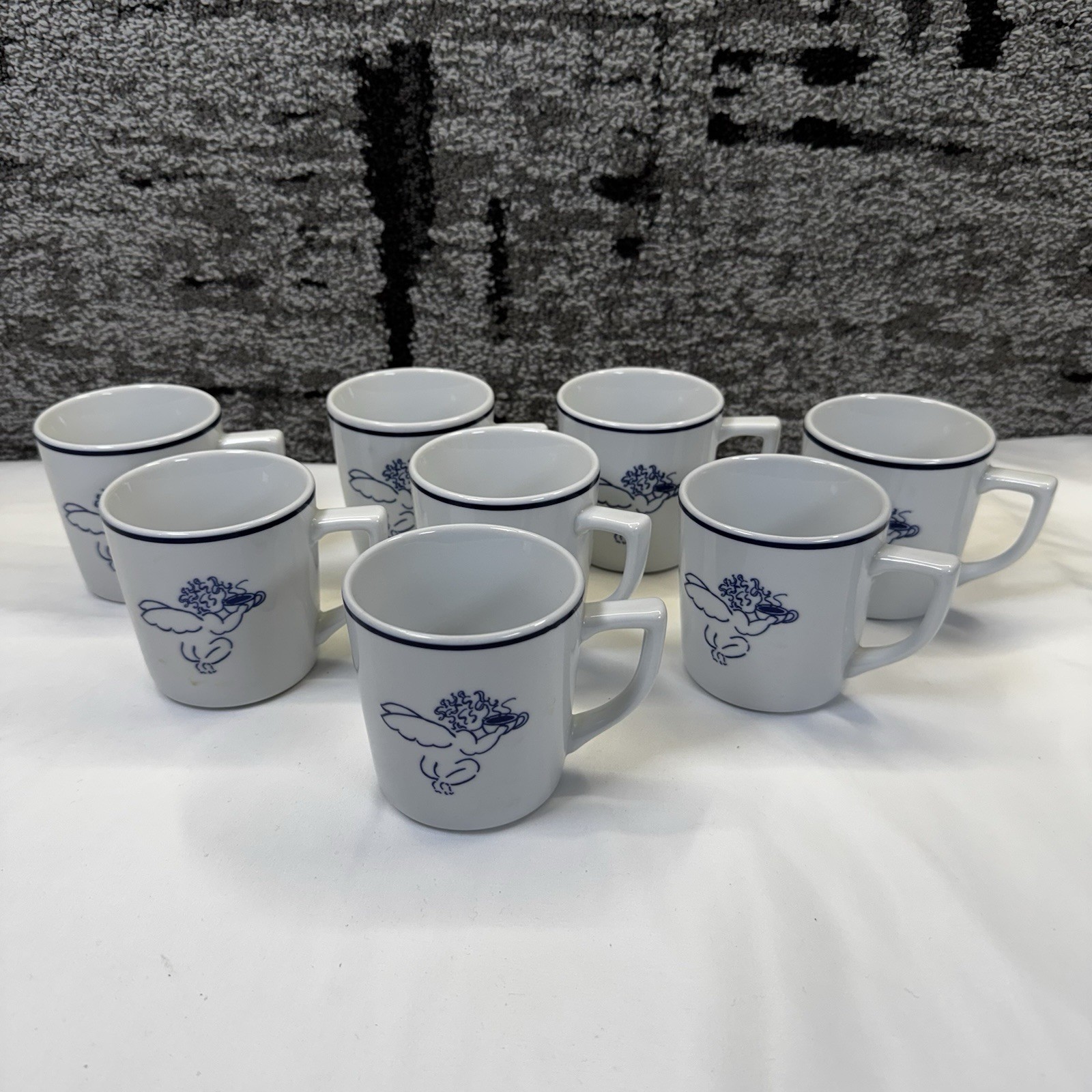 Vintage 1994 Starbucks Blue & White Mug Cherub Design by Rosanna Lot Of 8