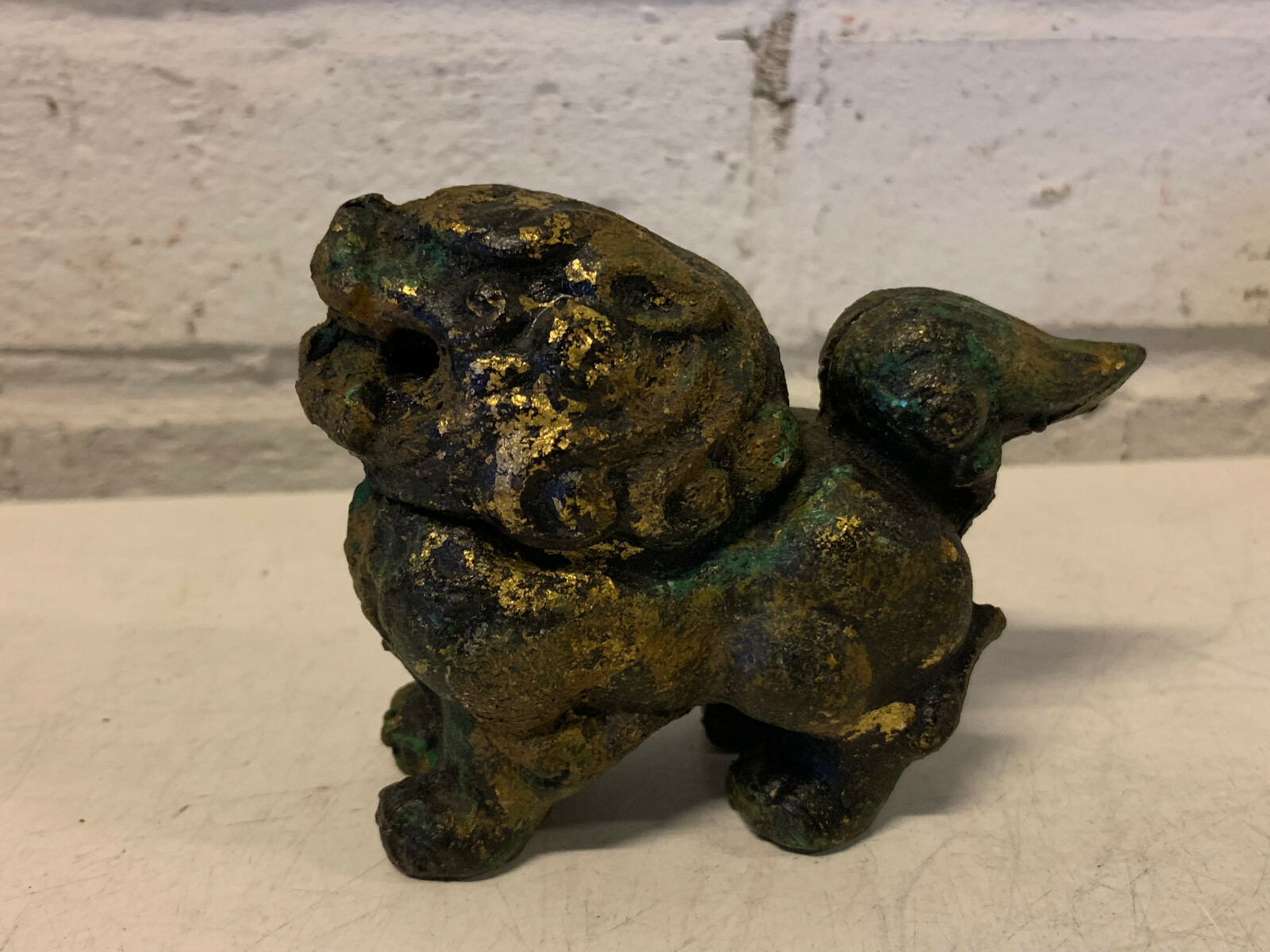 Vintage Antique Possibly Chinese Cast Iron Foo Dog Incense Burner Censer Vintage Antique Possibly Chinese Cast Iron Foo Dog Incense Burner Censer