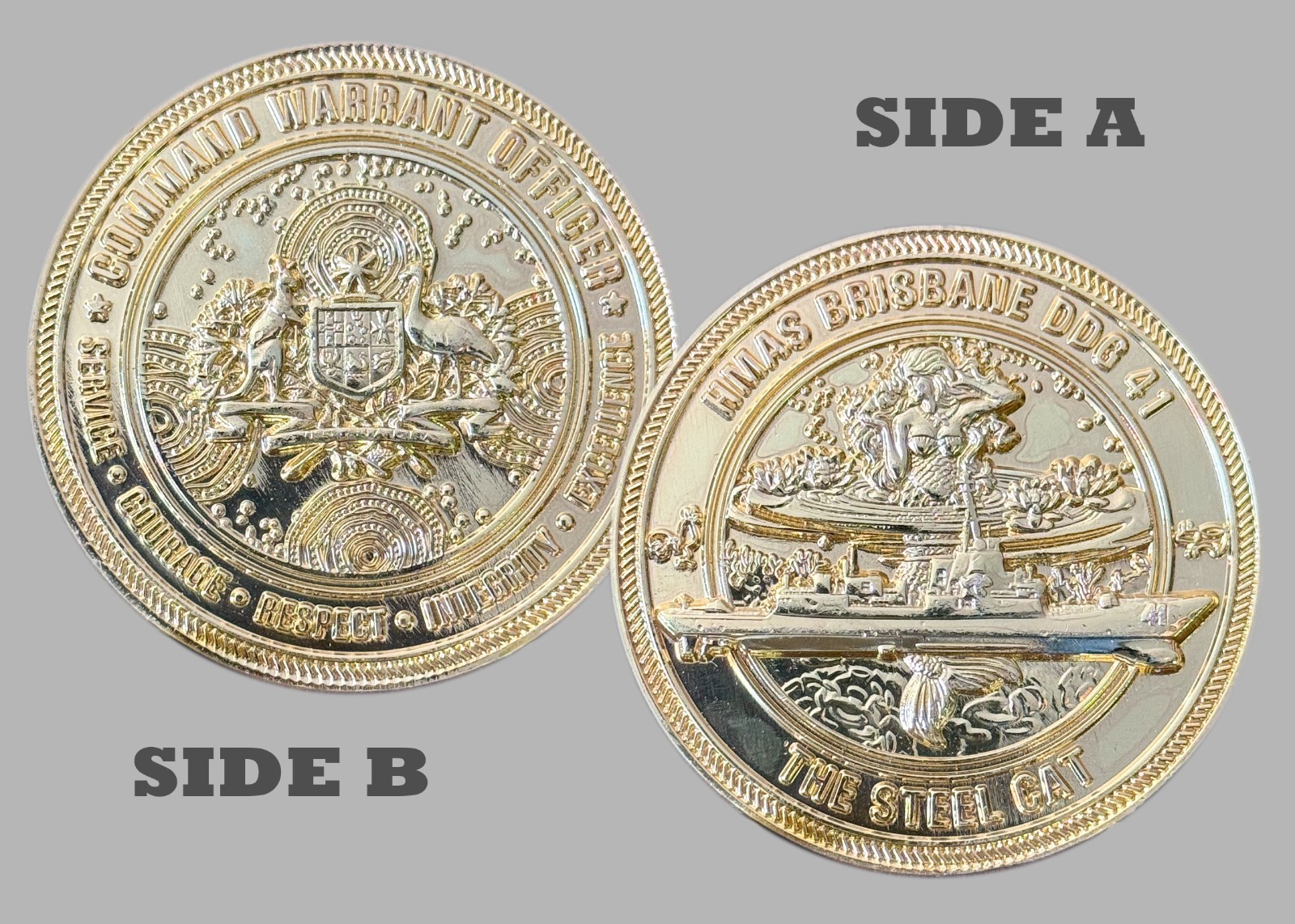 HMAS Brisbane DDG 41 The Steel Cat Challenge Coin  1#25