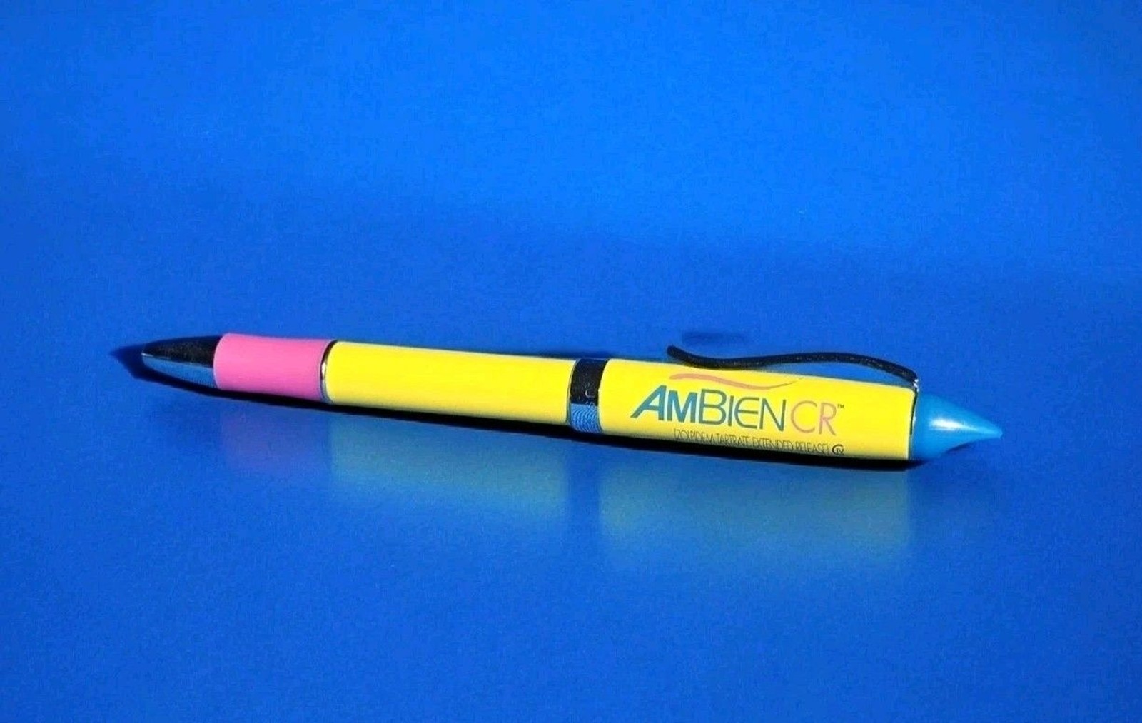 New Drug Rep AMBIEN CR Heavy Metal Collectible Pharmaceutical Ink Pen HTF Yellow