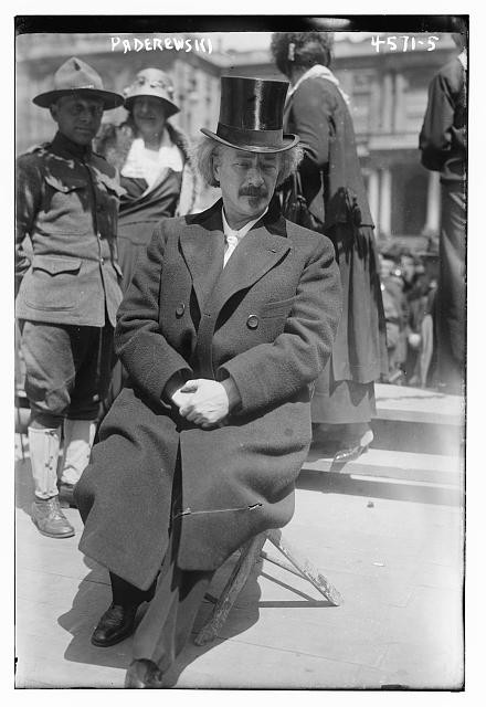 Photo:Ignacy Jan Paderewski Seated Outdoors Top Hat Photograph
