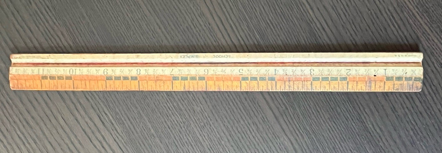 Vintage Schools Simplex Wooden Ruler 12” Protractor Geometry Aid