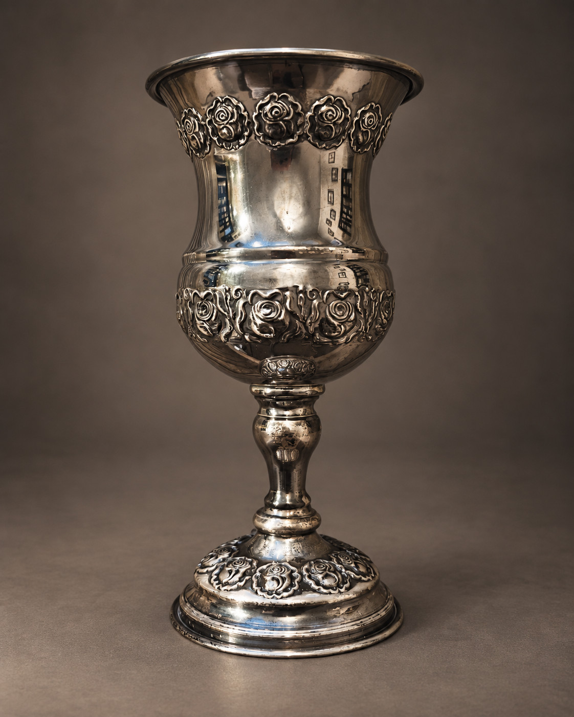 Hazorfim Kiddush Cup Judaica Wine Grape Goblet Cup .925  Sterling Silver