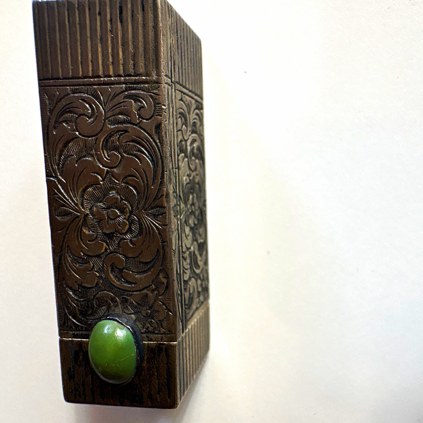 Peruzzi Italy 800 Silver Lipstick Holder Case Mirror Vintage 227 FI Green Stone Peruzzi Italy 800 Silver Lipstick Holder Case Mirror Vintage 227 FI Green Stone