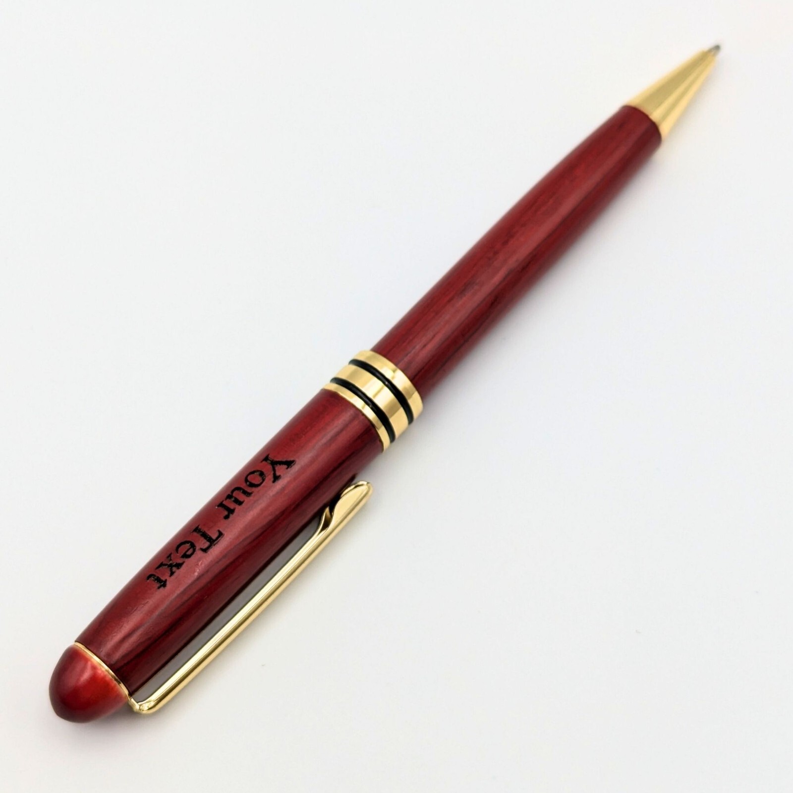 Personalised Engraved Wood Ballpoint Pen Executive Twist Top 1mm Tip Office Gift