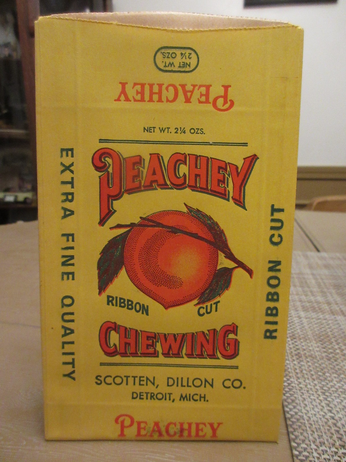Vintage PEACHEY CHEWING TOBACCO NOS BAG (Scotten, Dillon Company--Detroit)