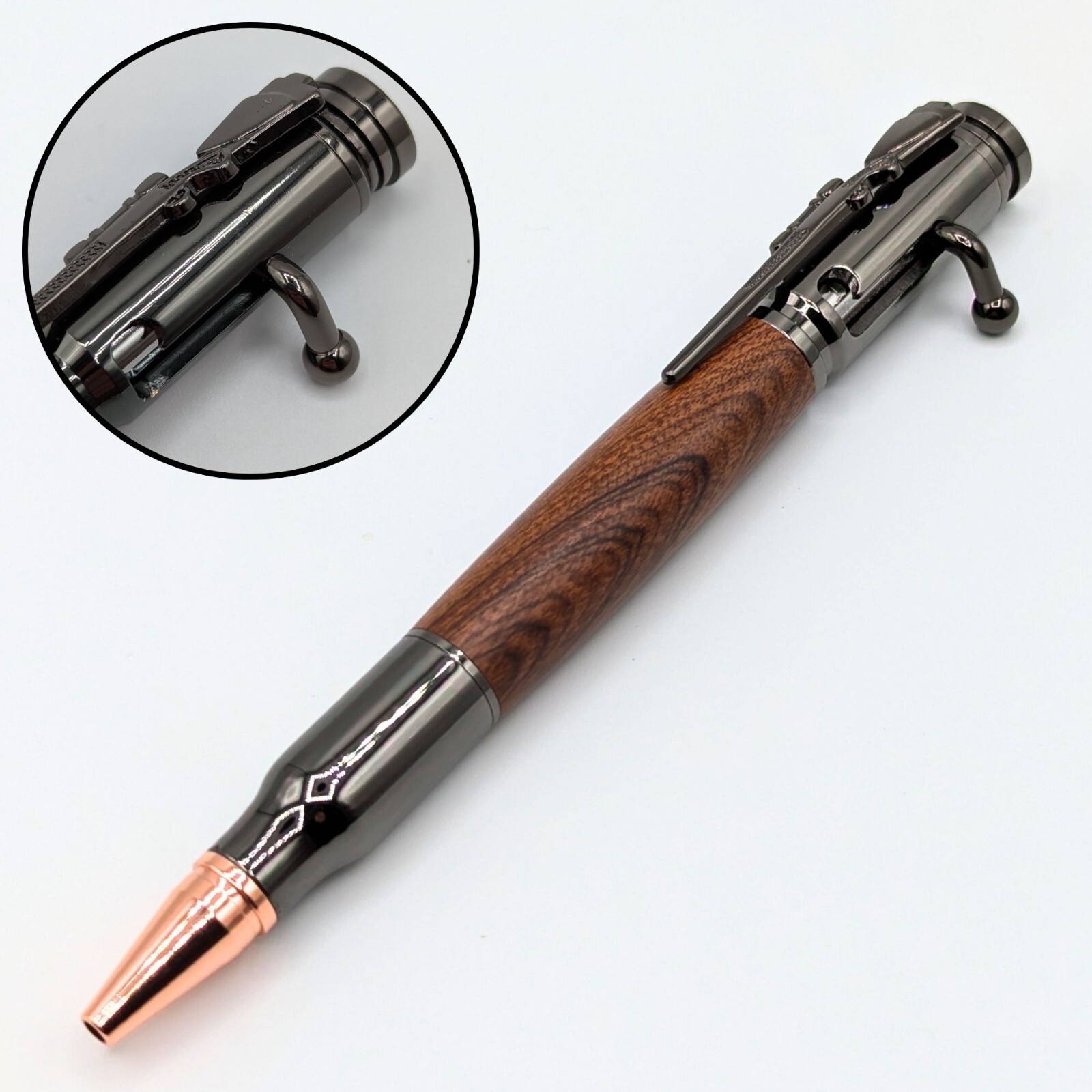 Bolt Action Pen Bullet  Gunmetal Wood Material Great Gift Dad Friend Groomsman