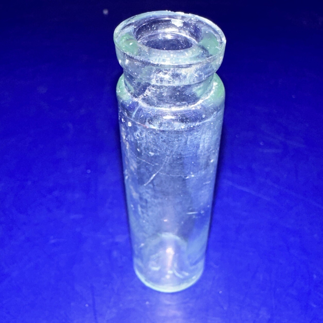 Vtg 2.5” Miniature Small Pharmacy Bottle Blue Tint Faint Opalescence Marked SK