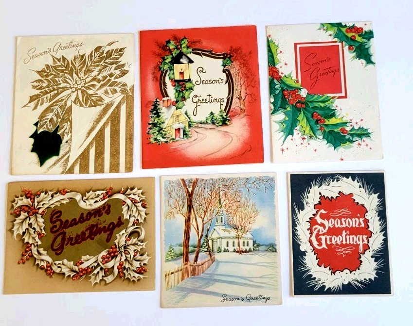 Lot 6 Vintage Christmas Cards All \