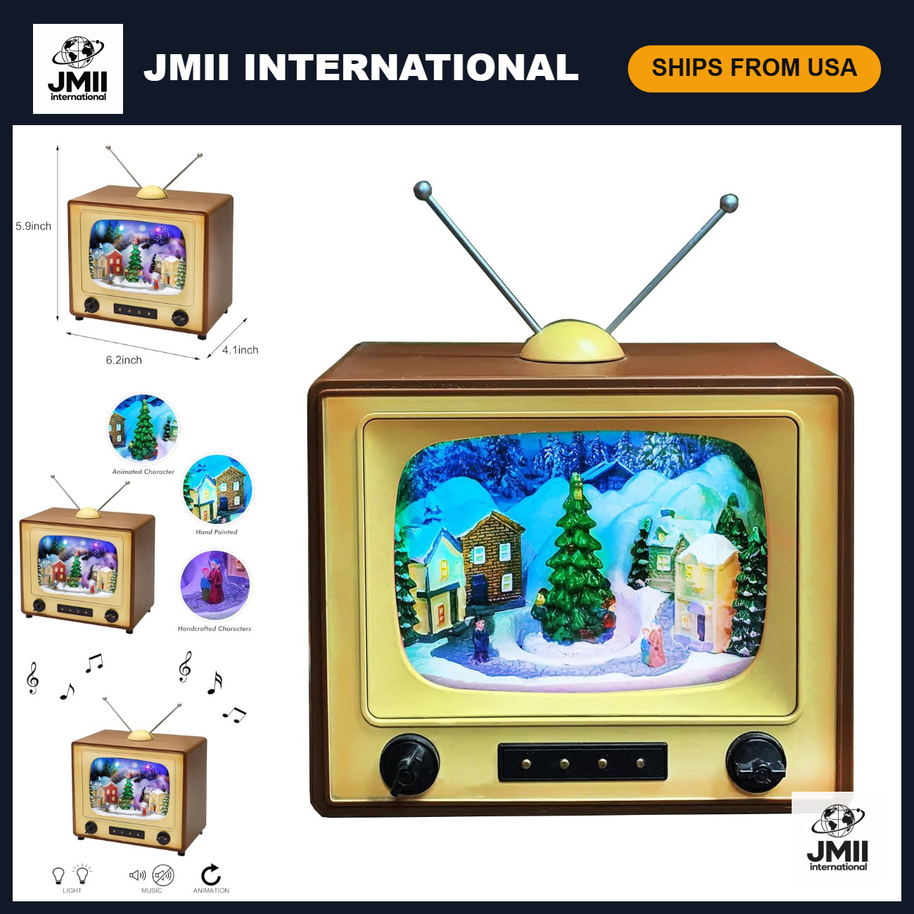 Animated Retro TV Christmas Village Scene - 6\