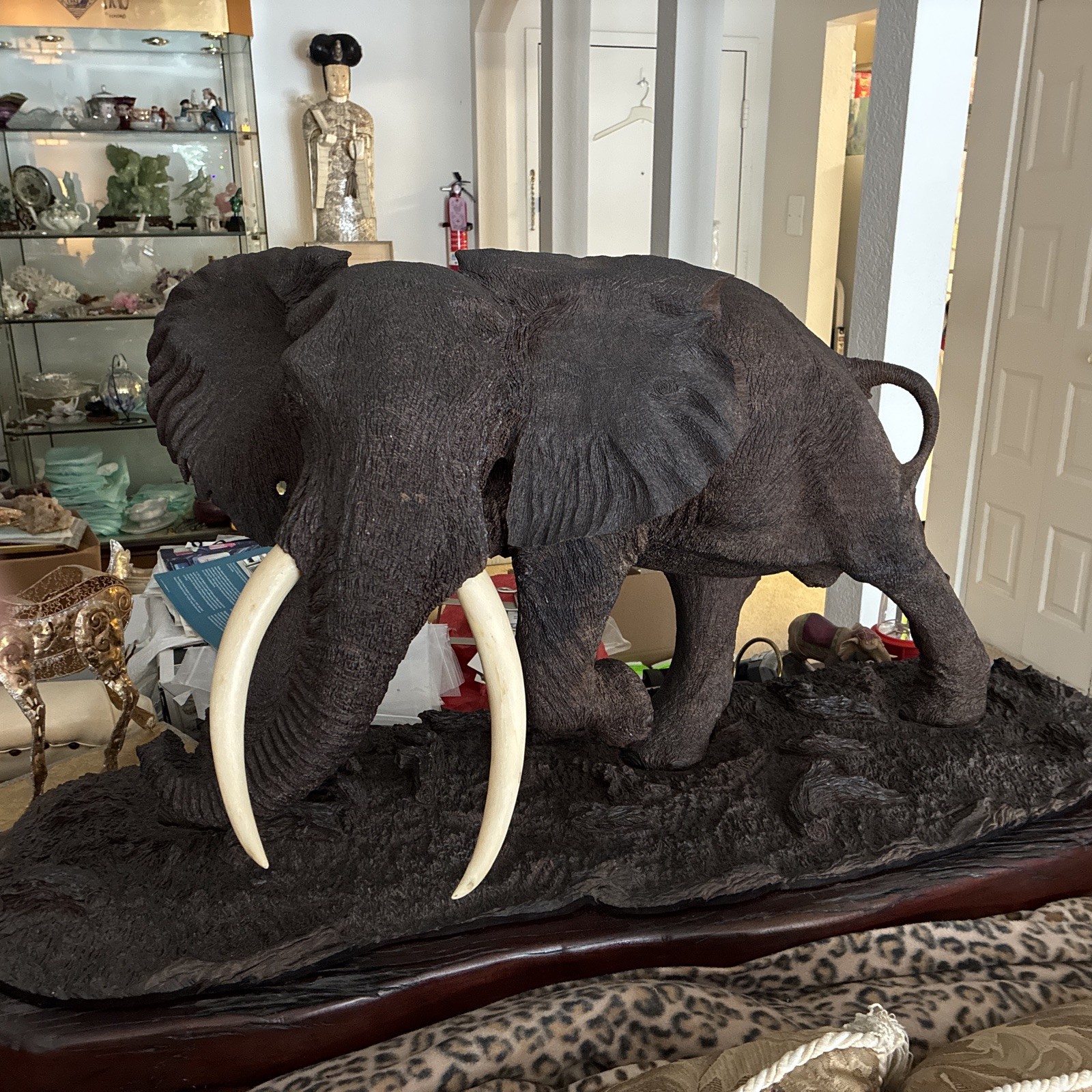 Monumental African Leadwood Elephant Sculpture – Mophe Gonde – 48” – Rare