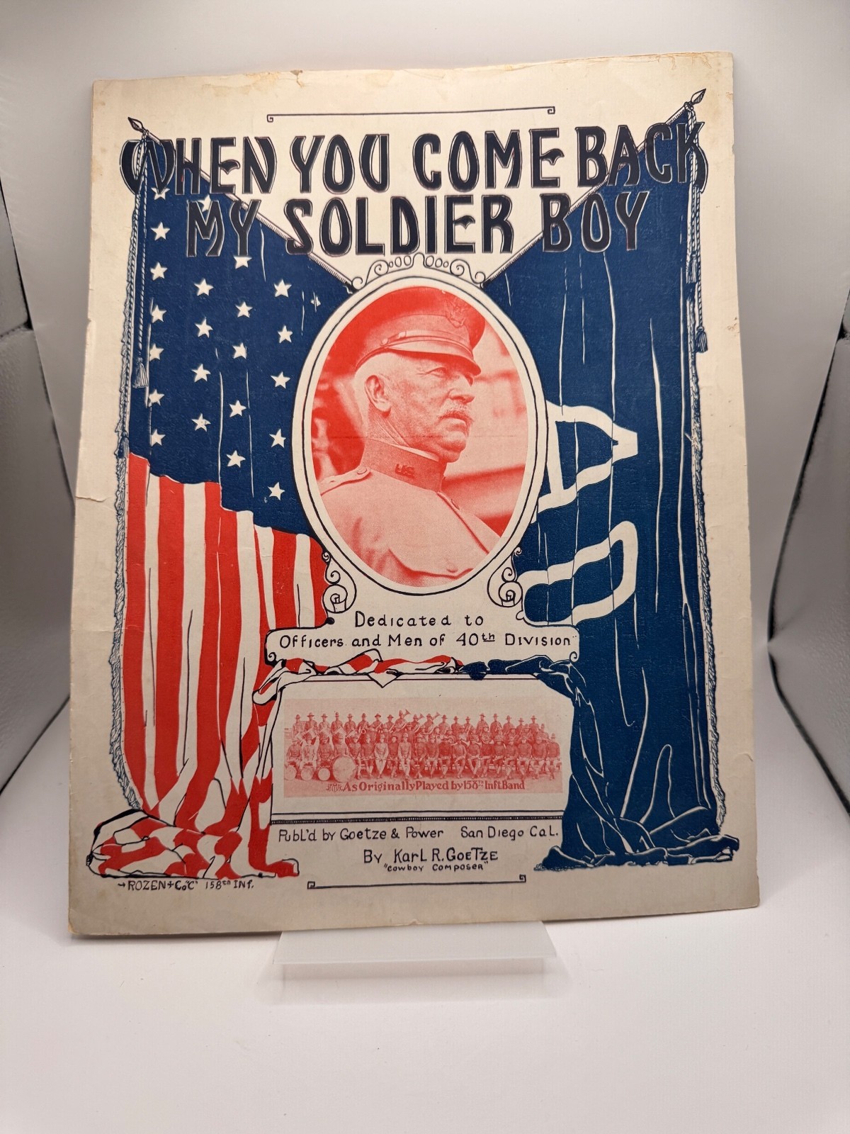 1918 WWI Sheet Music When You Come Back My Soldier Boy 40th Division Goetze 1918 WWI Sheet Music When You Come Back My Soldier Boy 40th Division Goetze