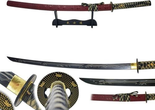 Two Tone Clay Tempered Red Samurai Katana Tactical Japanese Sword 40\
