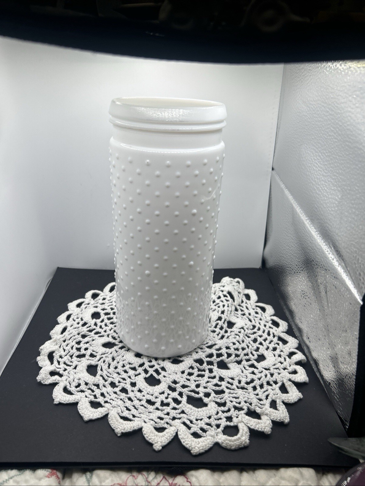 Vintage Westmoreland Milk Glass Hobnail Vase – 9” Double Ring Flared