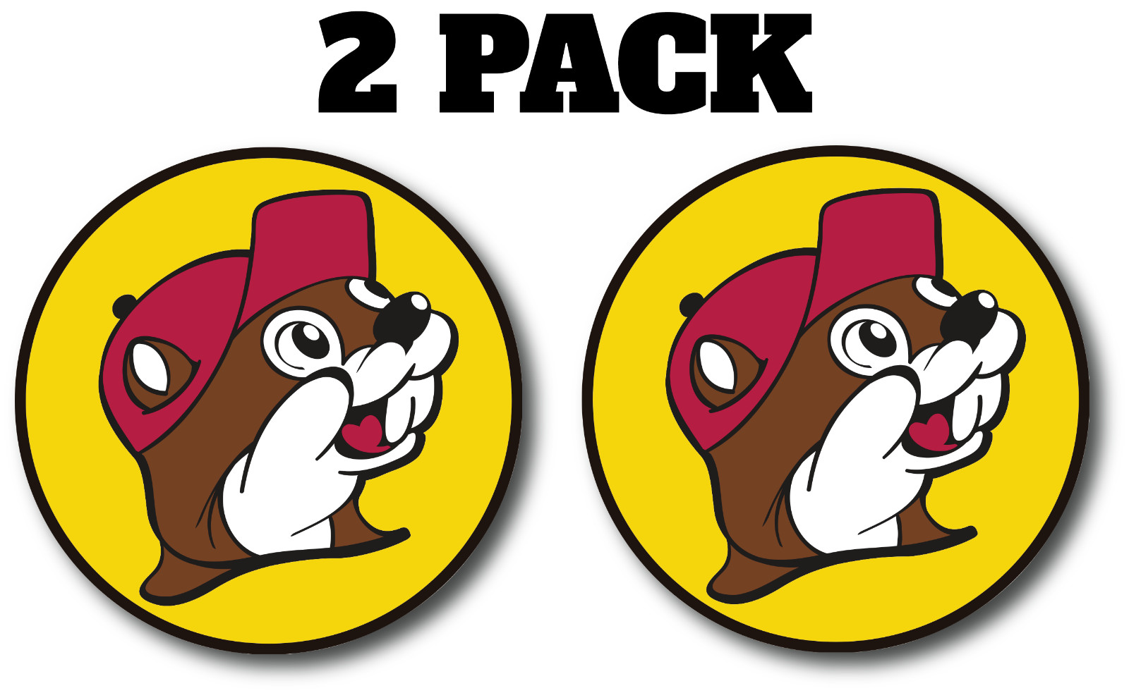 Buc-ee's BEAVER Round Logo 2 Pack Vinyl Sticker Decal Car Truck Bumper Laptop US