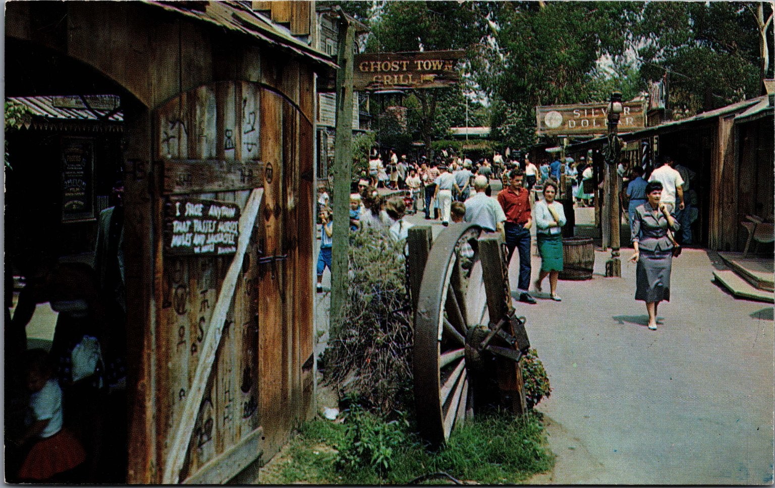 Vintage Knott\'s Berry Farm Ghost Town Street Scene Postcard Plastichrome Vintage Knott\'s Berry Farm Ghost Town Street Scene Postcard Plastichrome