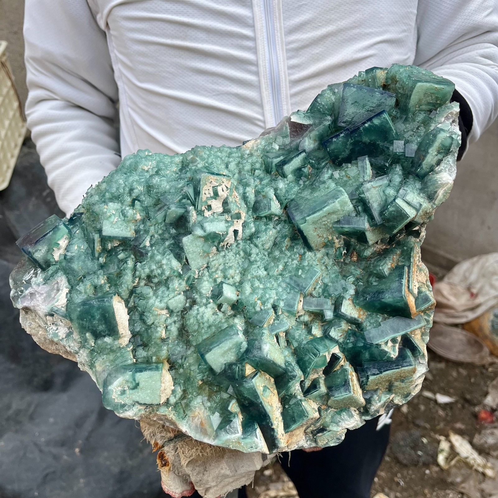 46.7lb NATURAL Green Cube FLUORITE Quartz Crystal Cluster Mineral Specimen