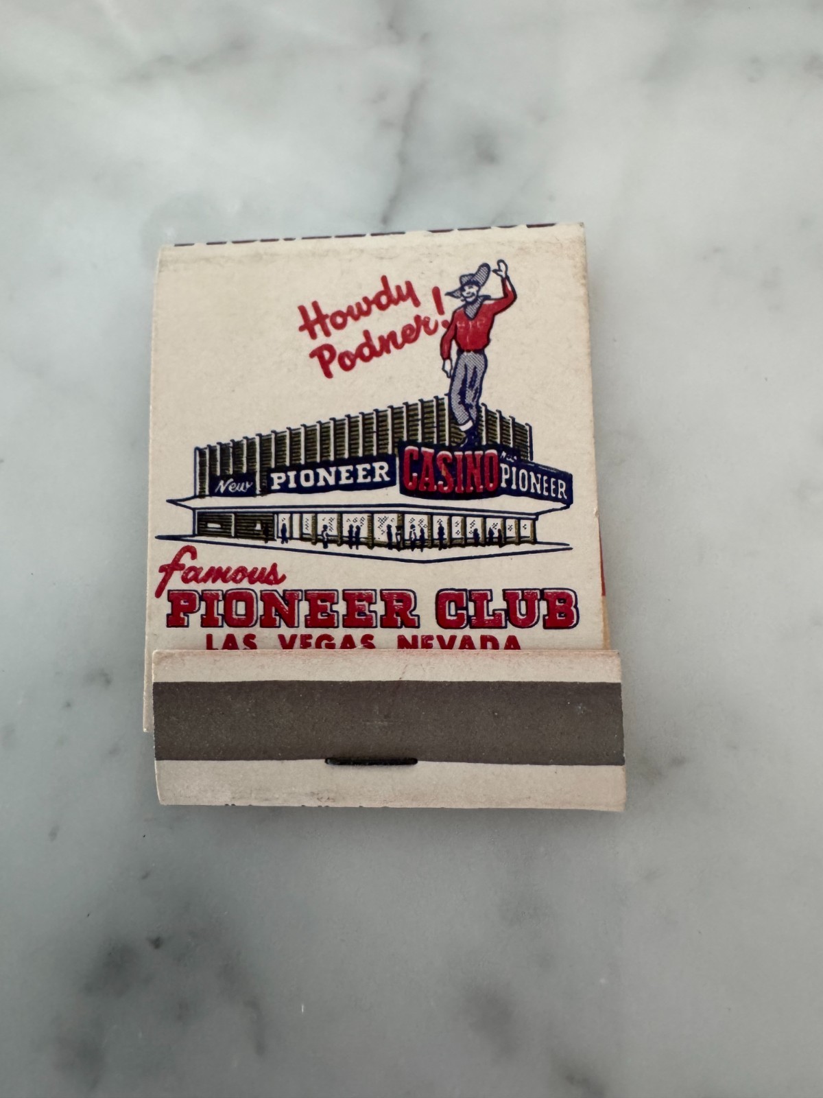 Vintage Howdy Podner Famous Pioneer Club Las Vegas NV Full Unstruck Matchbook