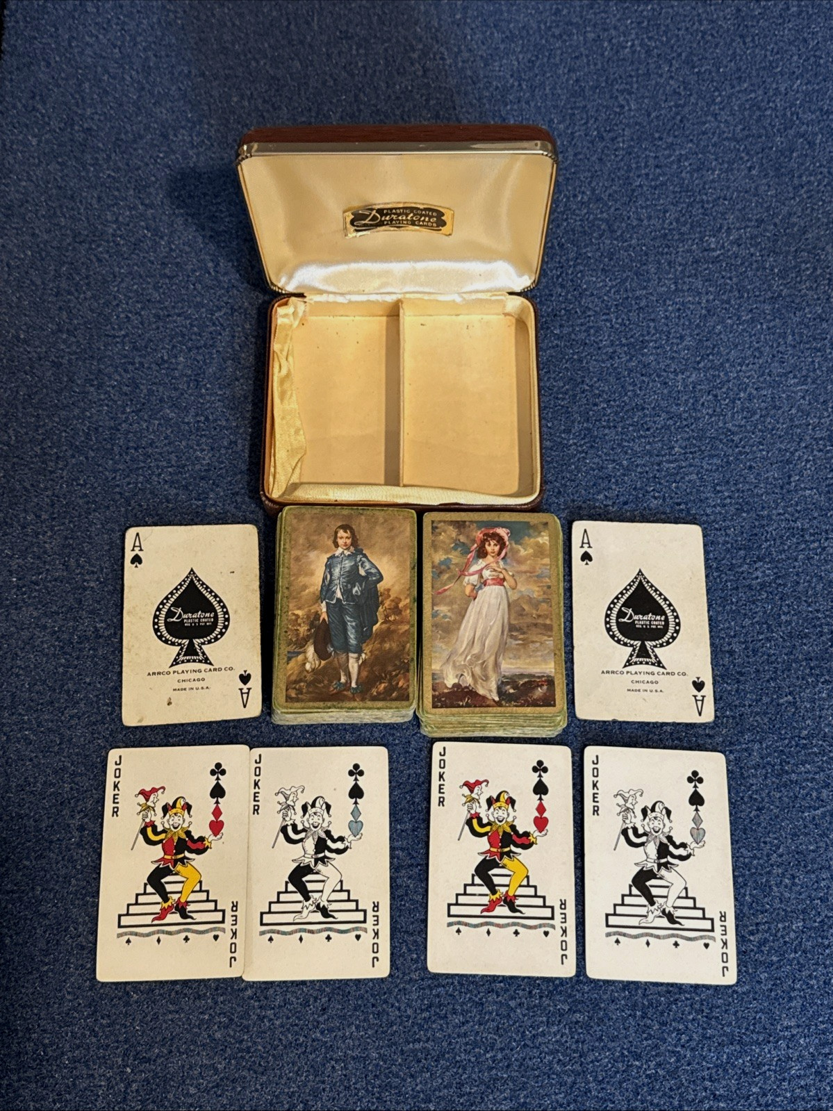Vintage Arrco Duratone Double Deck Playing Cards w/Case Both Decks 52 x 2 Jokers Vintage Arrco Duratone Double Deck Playing Cards w/Case Both Decks 52 x 2 Jokers