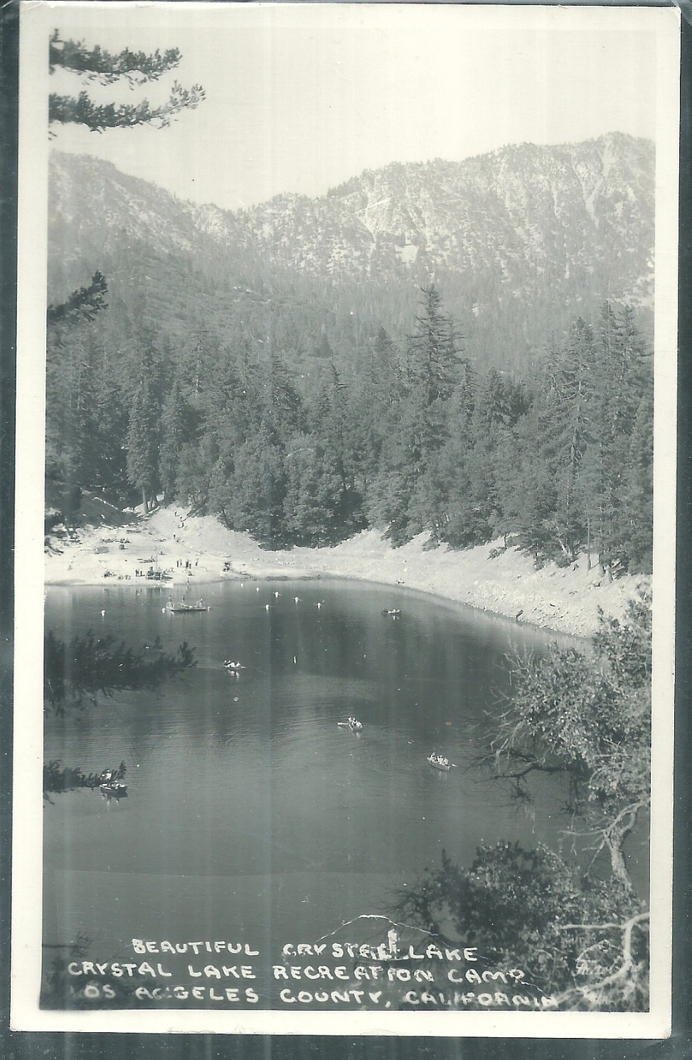 NICE RPPC BIRDS EYE VIEW OF CRYSTRAL LAKE RECREATION CAMP  LOS ANGELES COUNTY,CA