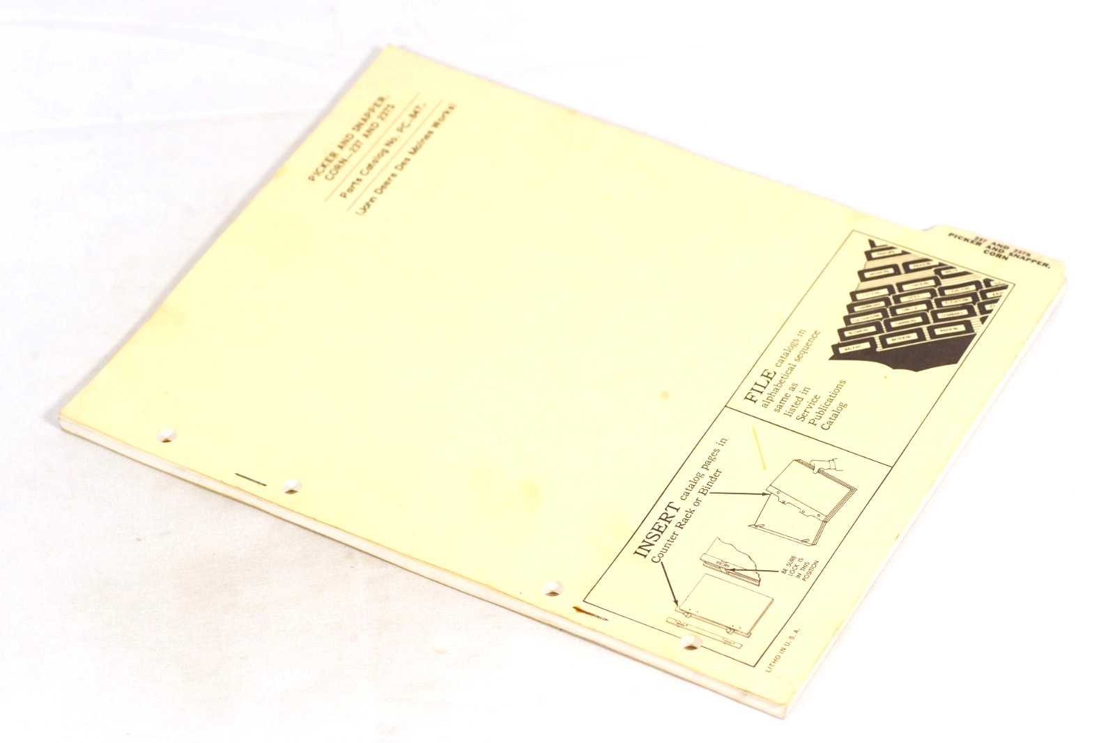 Vintage John Deere Parts Catalog PC-847 Picker & Snapper Corn 237 & 237S