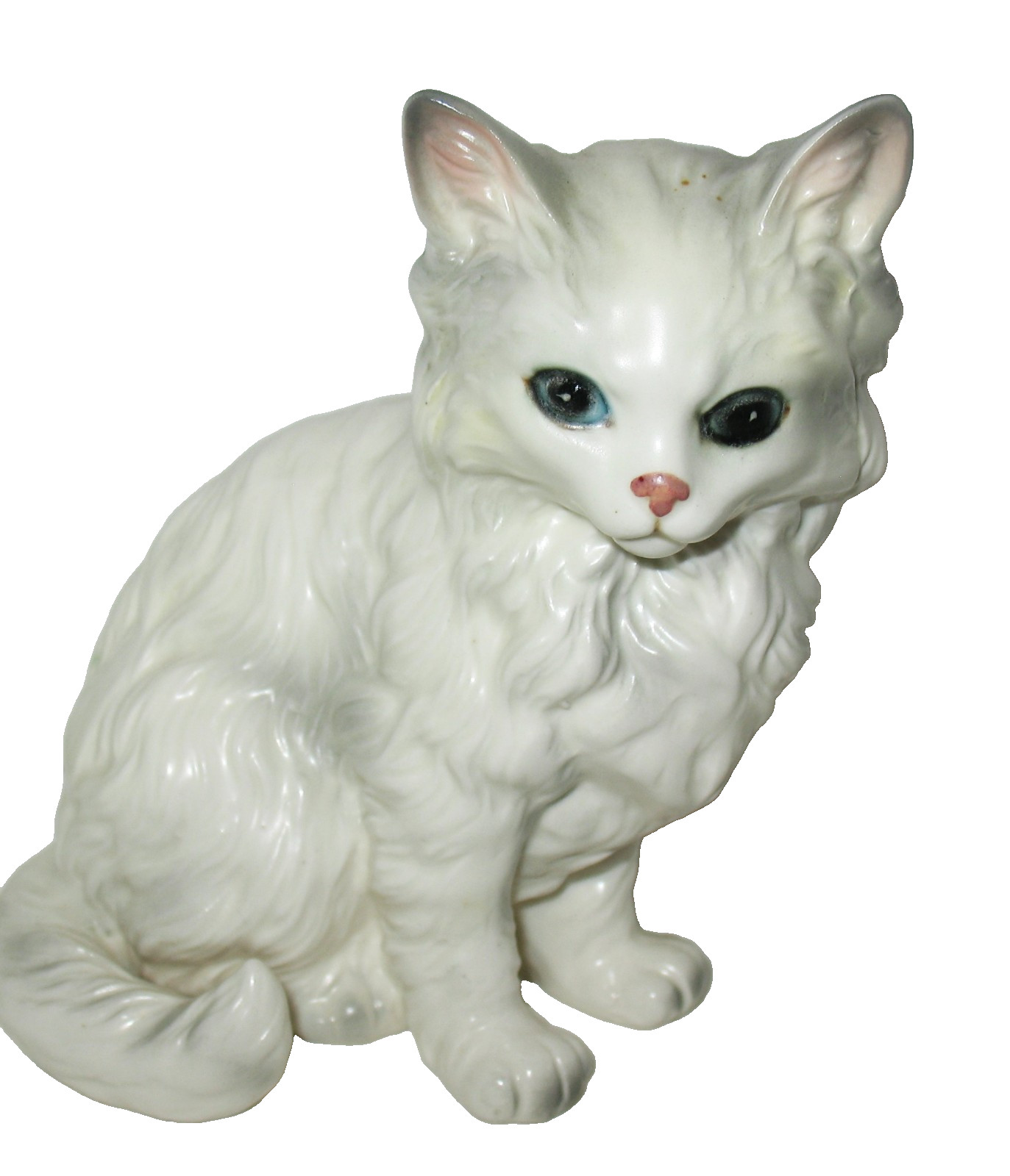 Vtg Lefton Persian White Sitting Cat Kitty Porcelain Figurine 5 3/8