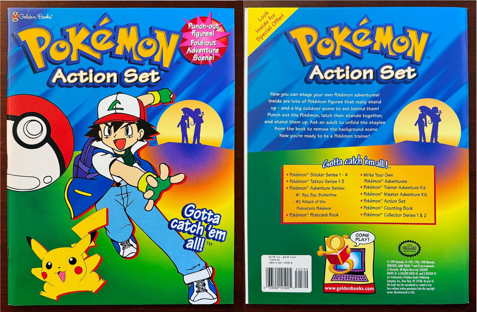 POKEMON ACTION Punch-out SET - Mint condition 1990's, Charmander, Eevee, Pikachu