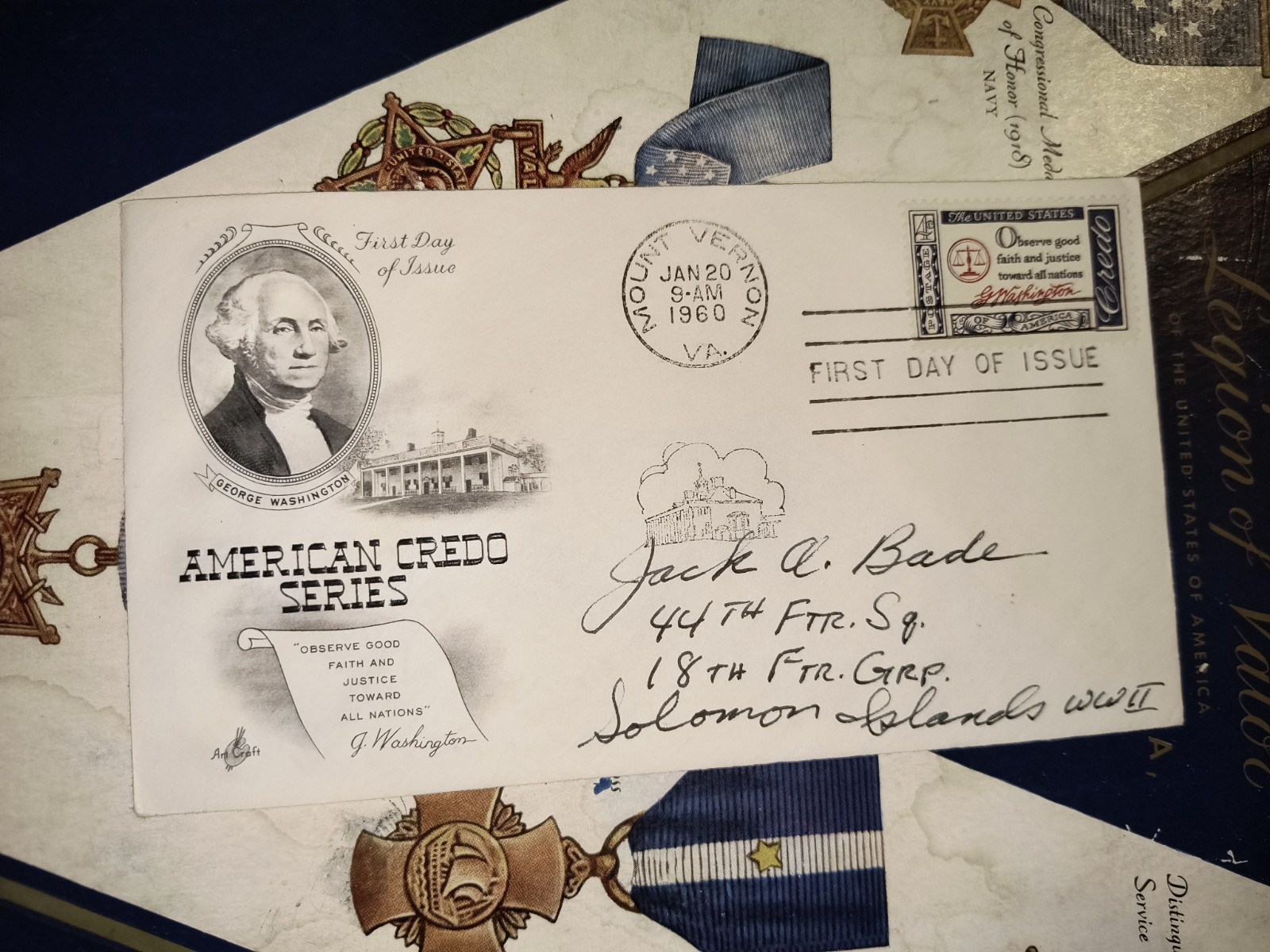 WWII Fighter Ace Major JACK ALBRECHT BADE, USAAF 5Vs 44th FS/18FG KIFA SCARCE