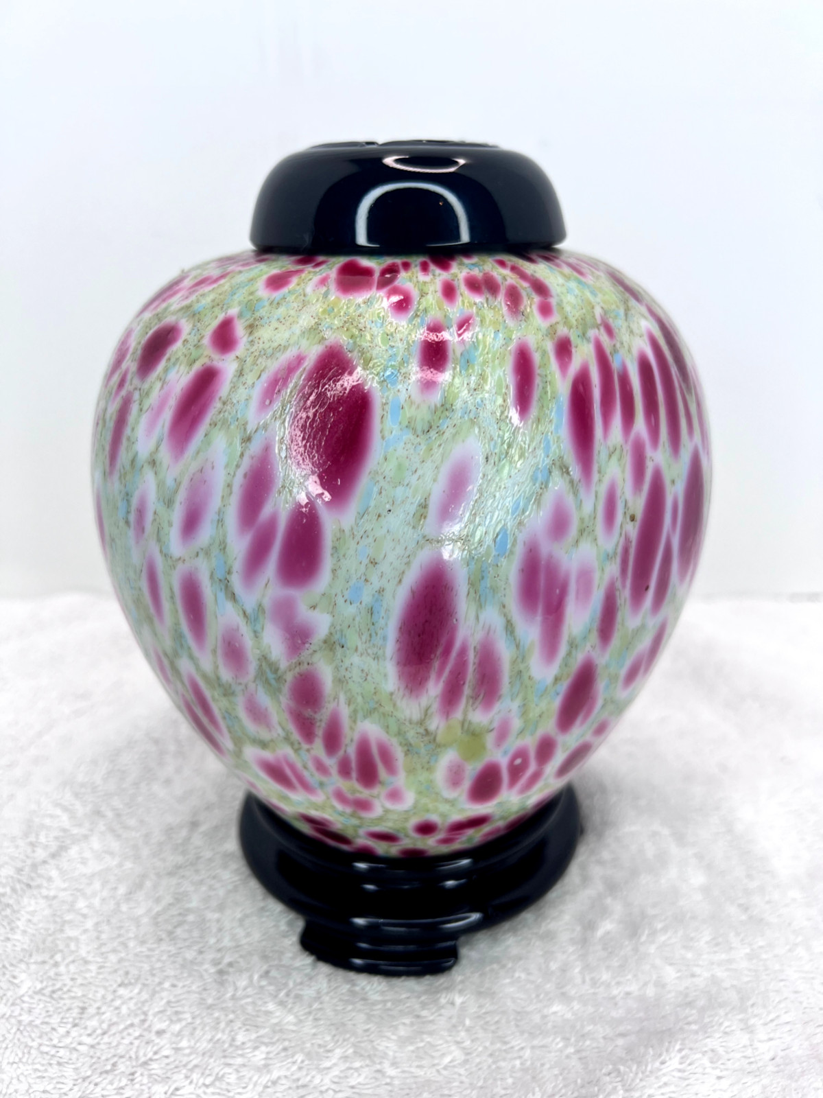 Fenton - Dave Fetty Monet's Garden Ginger Jar w\ Base & Lid Signed - 7.5