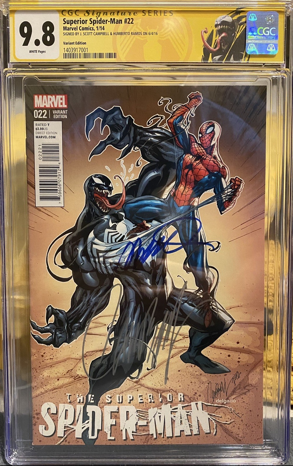 Superior Spider-Man #22 Campbell Variant CGC SS 9.8 Signed by Campbell & Ramos Superior Spider-Man #22 Campbell Variant CGC SS 9.8 Signed by Campbell & Ramos