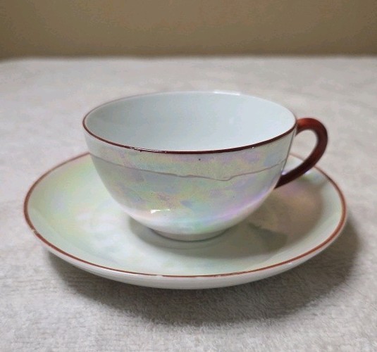 Iridescent German Teacup and Saucer set