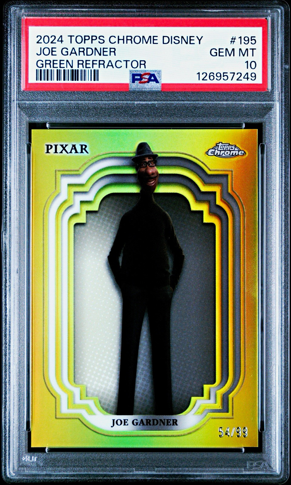 2024 Topps Chrome Disney Pixar #195 Joe Gardner Green Refractor /99 PSA 10