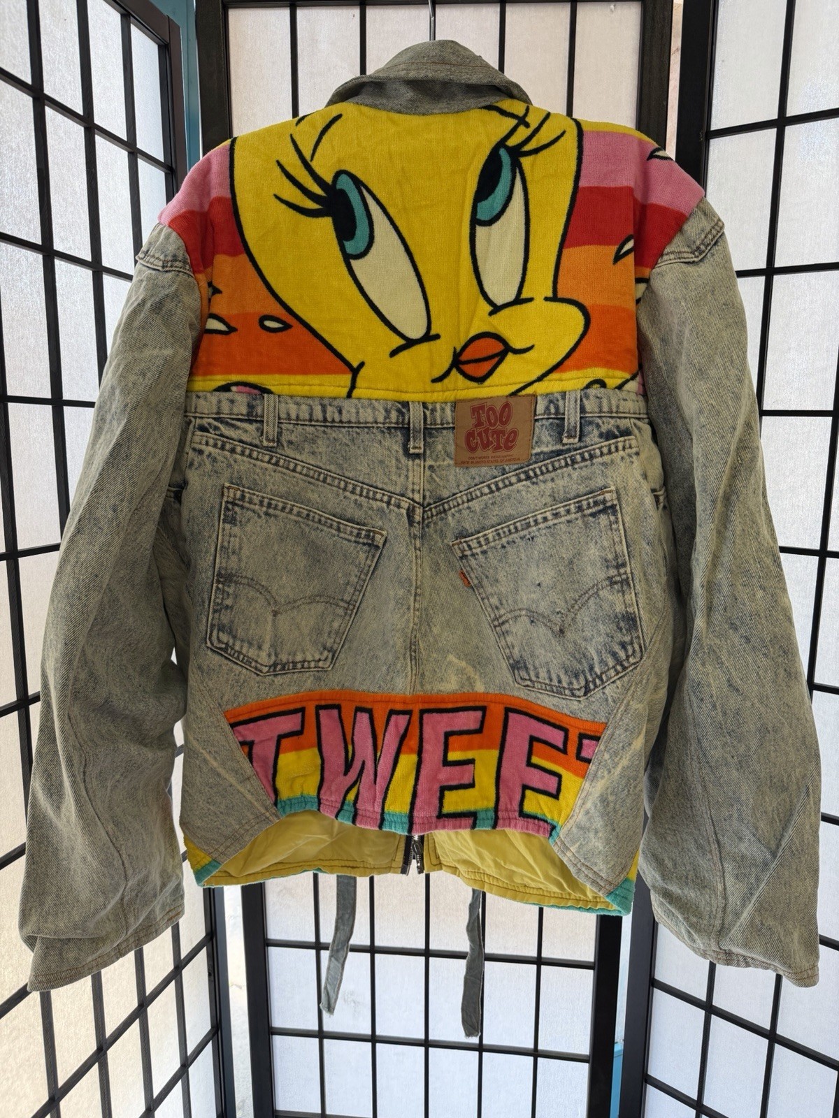 VTG 90s Too Cute By Guetta Bros Looney Toones Sylverster Denim Jacket Sufferin S