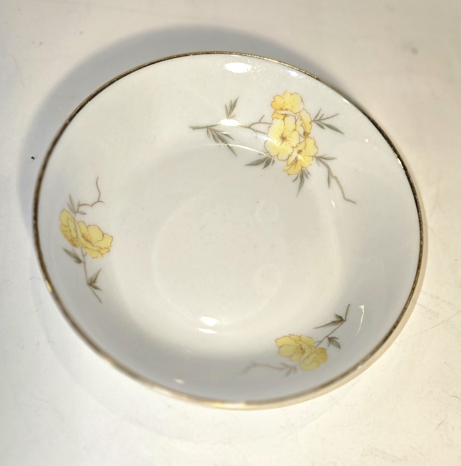 Vintage Hutschenreuther Small Porcelain Bowl Yellow Roses W/Gold Trim Germany