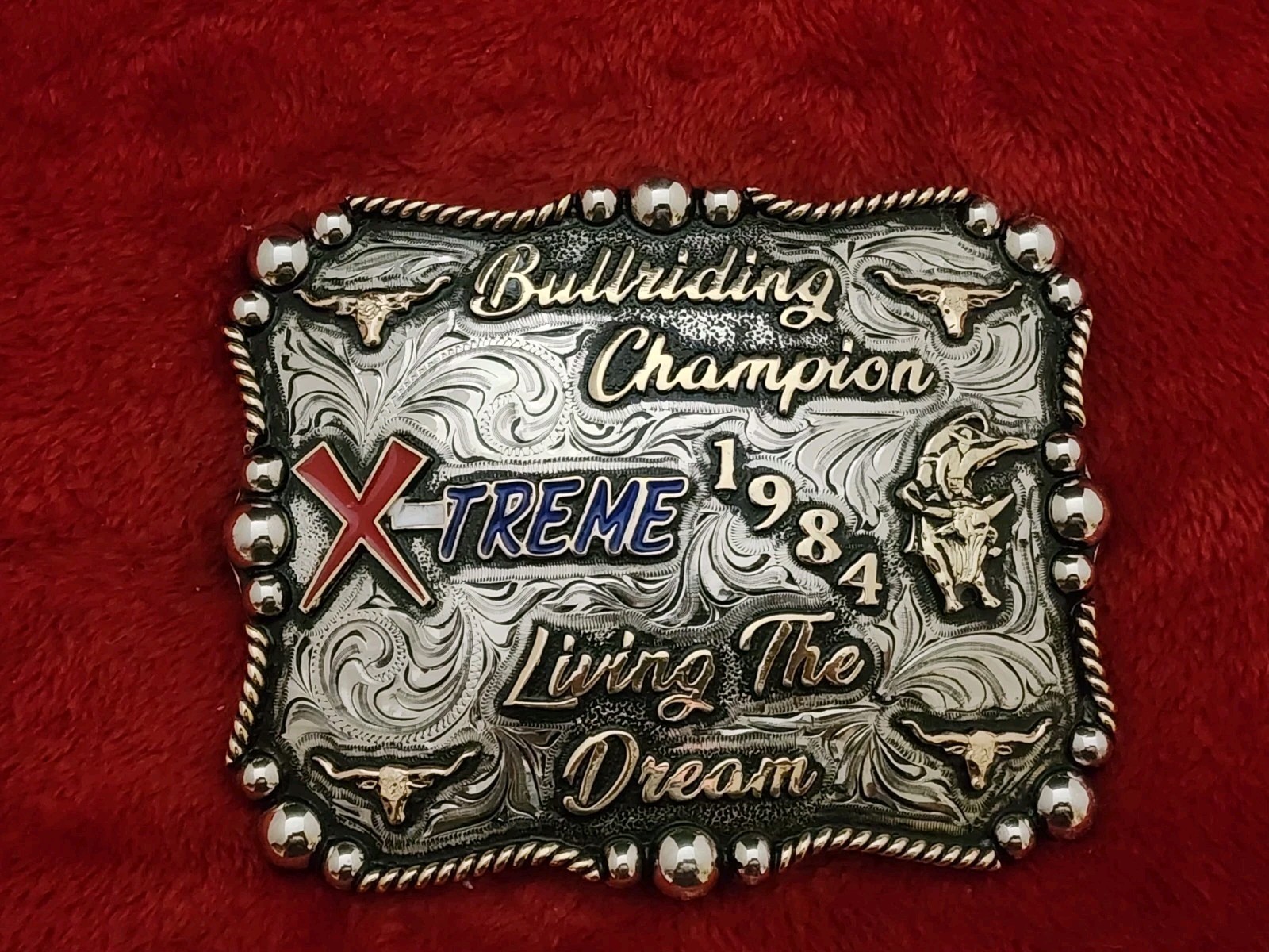 Rodeo X~Treme BULLRIDING Champion☆1984☆Living The Dream☆Trophy Buckle☆Rare☆479