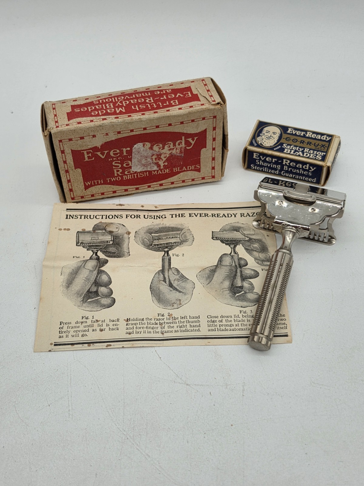 Vintage EVER-READY Safety Razor with blades, Instructions And Box