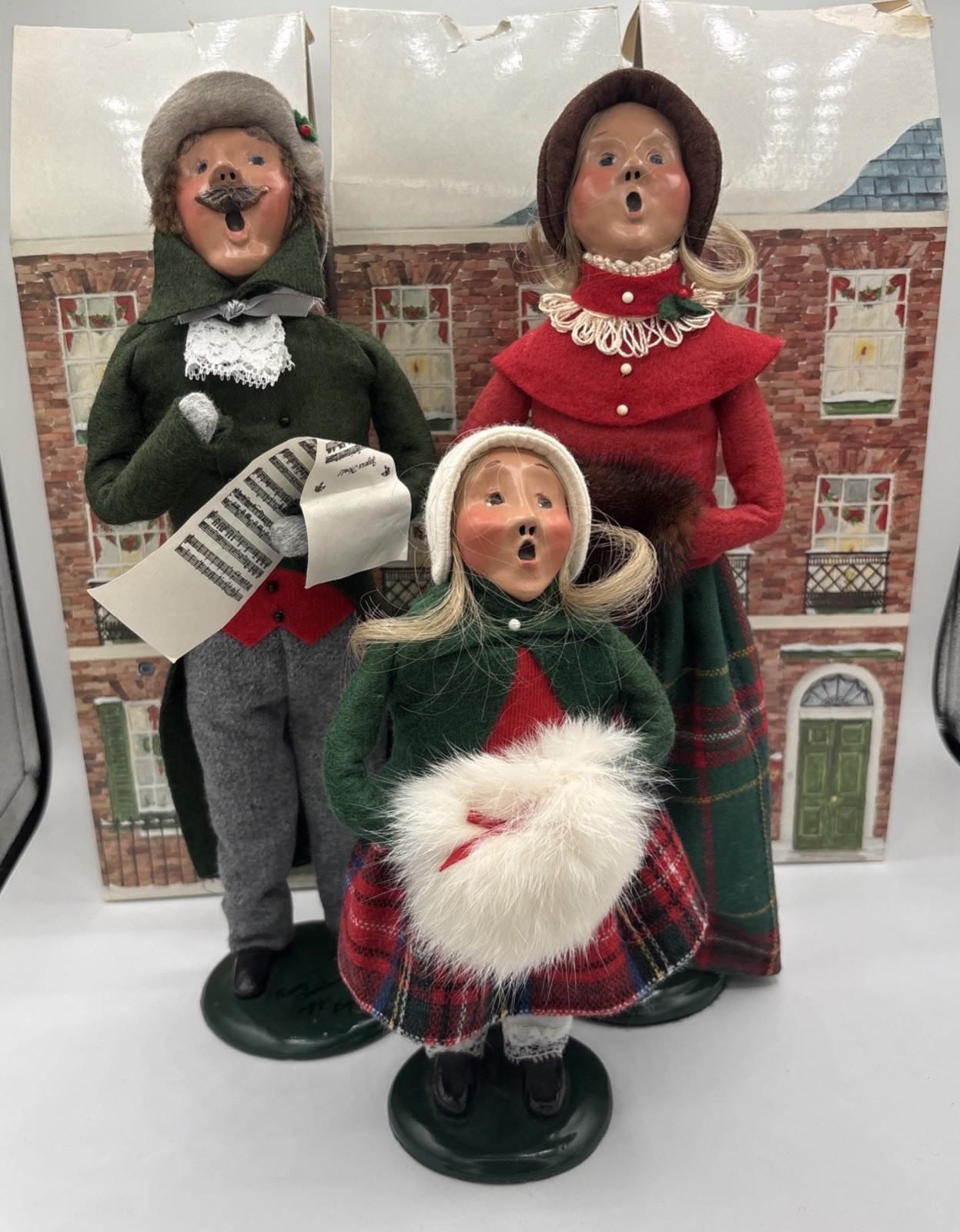 3 Signed Dated 1991 Byers Choice Carolers VTG Father Mother Girl With Orig Boxes