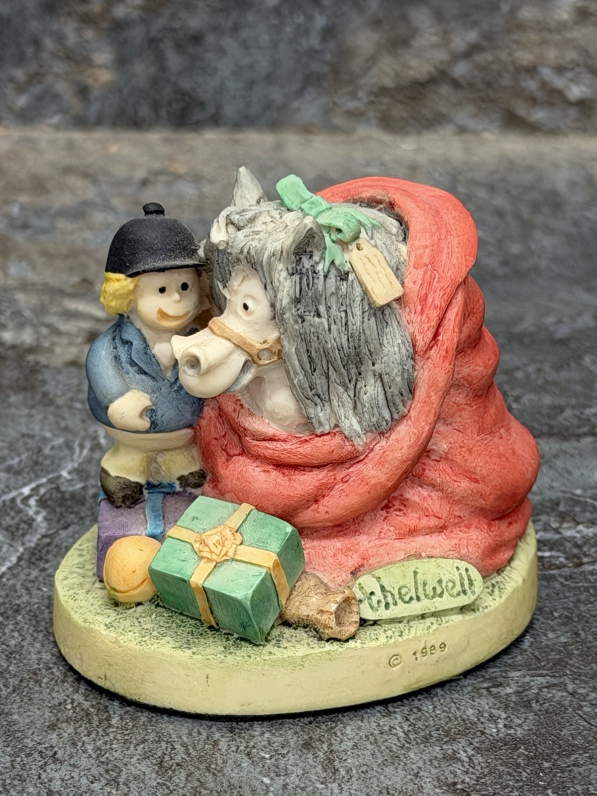 Norman Thelwell Resin Pony Critters 1989 Collection “four Hooves For Christmas”