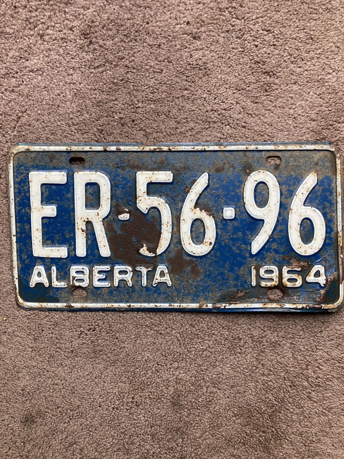 1964 Alberta License Plate - ER 5696 - Rustic