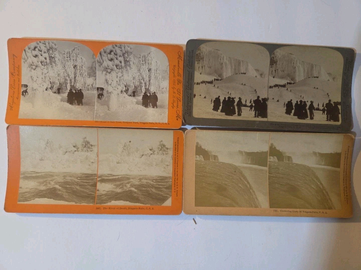 lot of 4 antique Niagara Falls stereoview cards, circa 1888 to 1893, Kilburn and