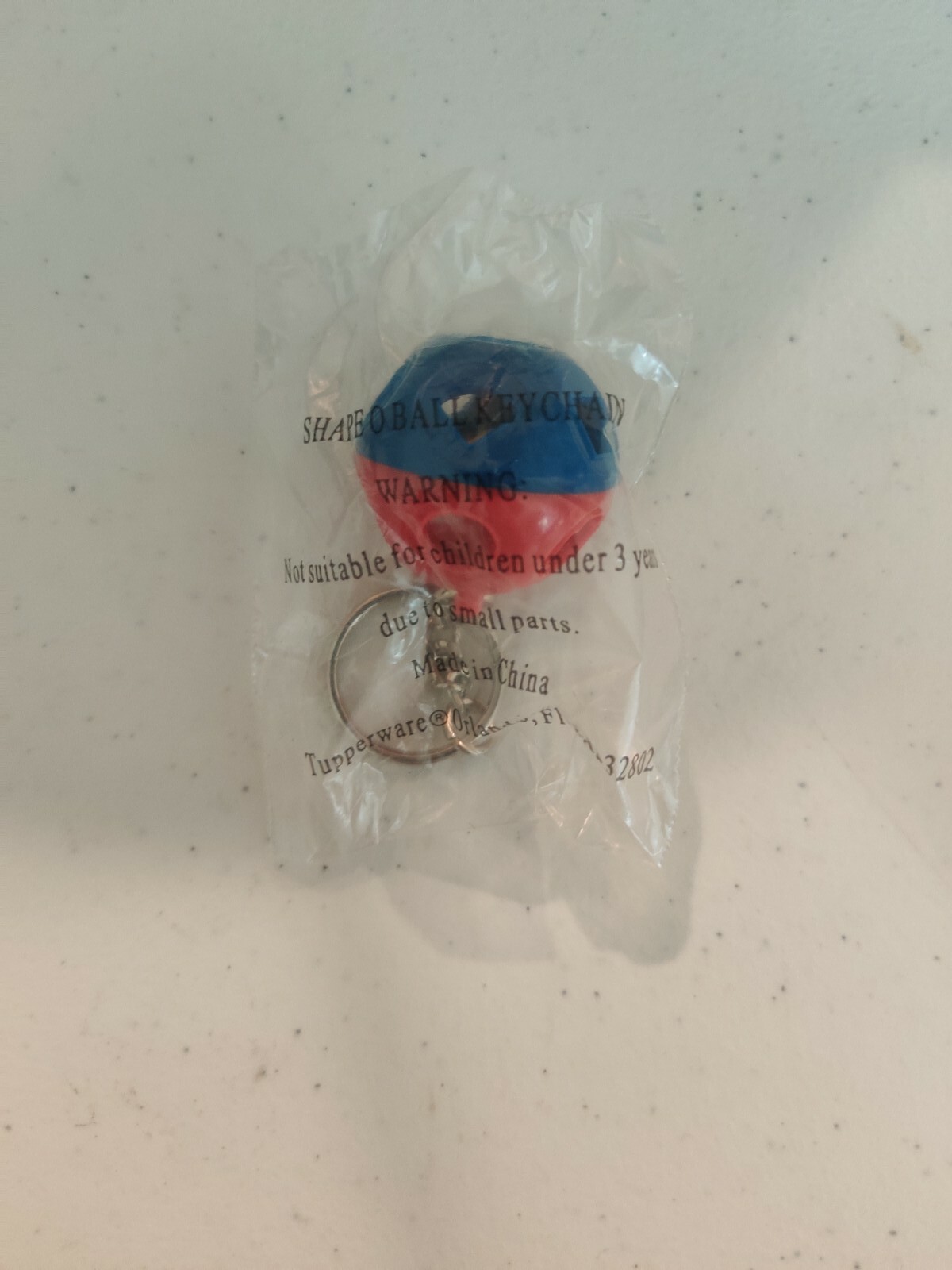 *NEW* Vintage Tupperware Shape-O-Ball Novelty Keychain Red/Blue FREE US SHIP
