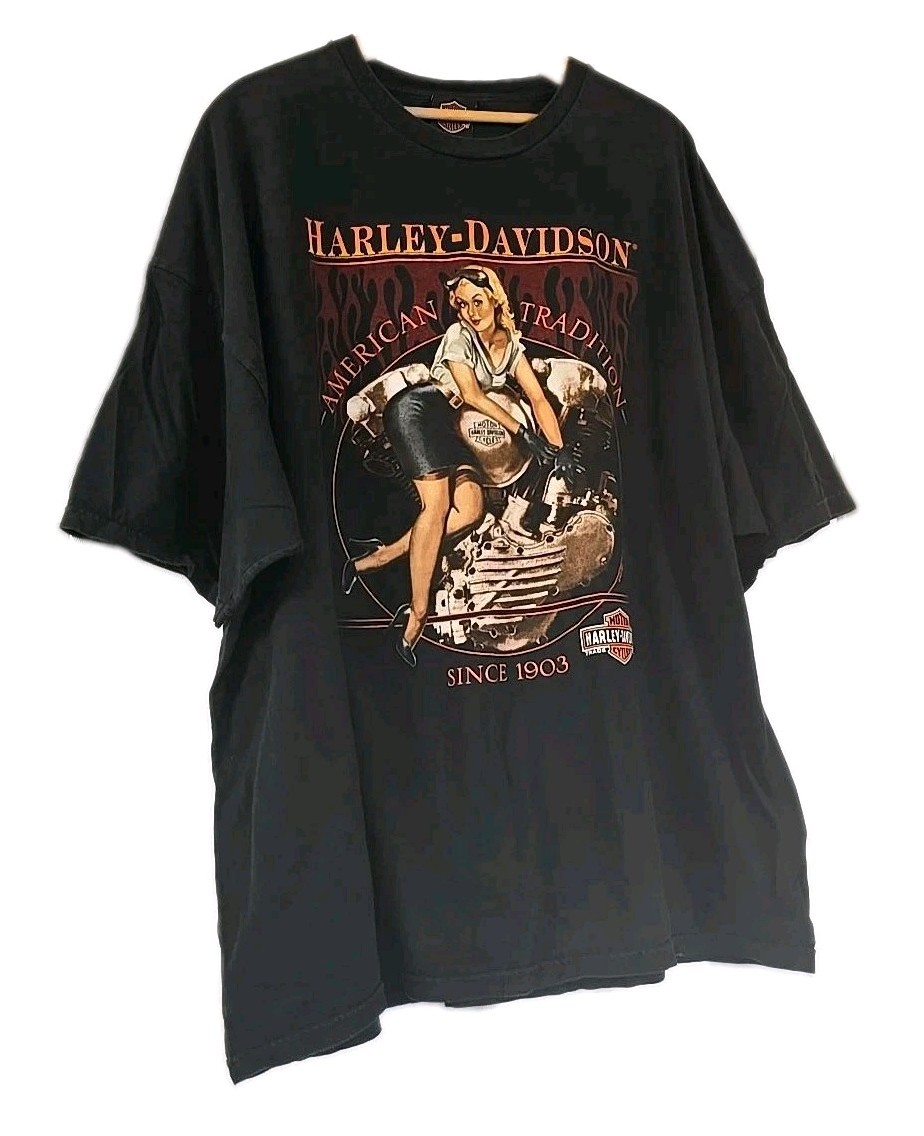 Harley Davidson St Maarten T Shirt Mens 3XL Pin Up Motorcycle 2011 Black Tee