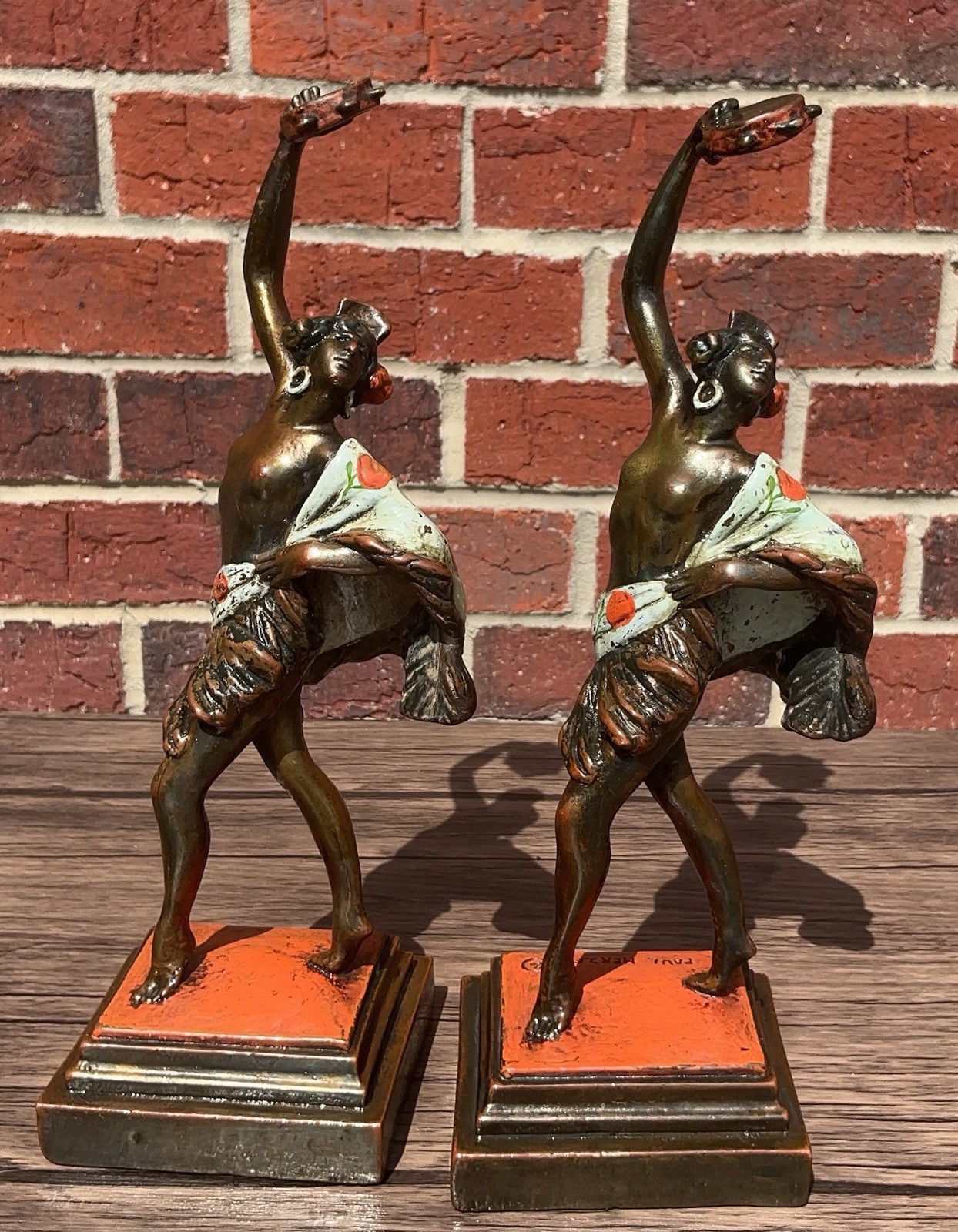 vintage Pompeian Bronze Flamenco Dancer bookends, Circa 1925, Paul Herzel vintage Pompeian Bronze Flamenco Dancer bookends, Circa 1925, Paul Herzel